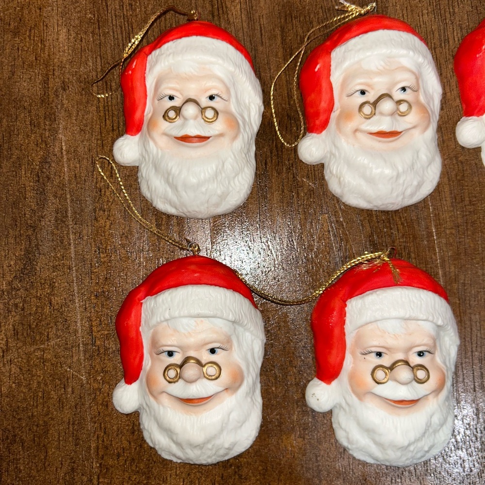 Enesco Santa Claus 1989 Vintage Porcelain Holiday Ornaments Set of 6 - Picture 3 of 5